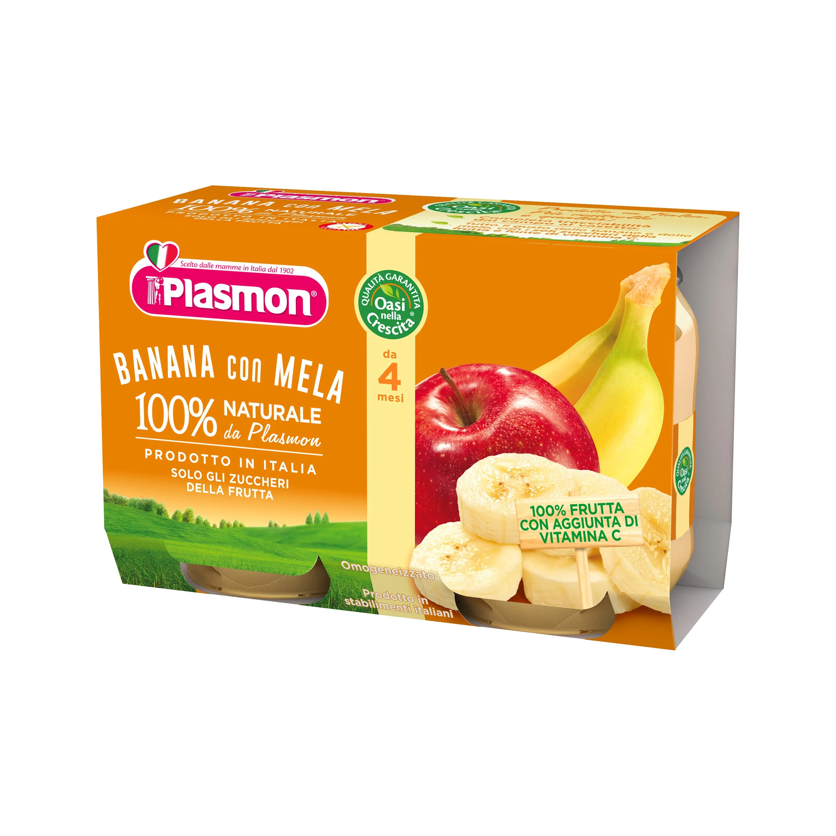 PLASMON OMOGENEIZZATO BANANA E MELA 2X104 G