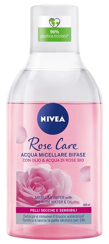 Nivea Acqua Micellare Rose Care 400 ml Bifasica per pelli secche e sensibili