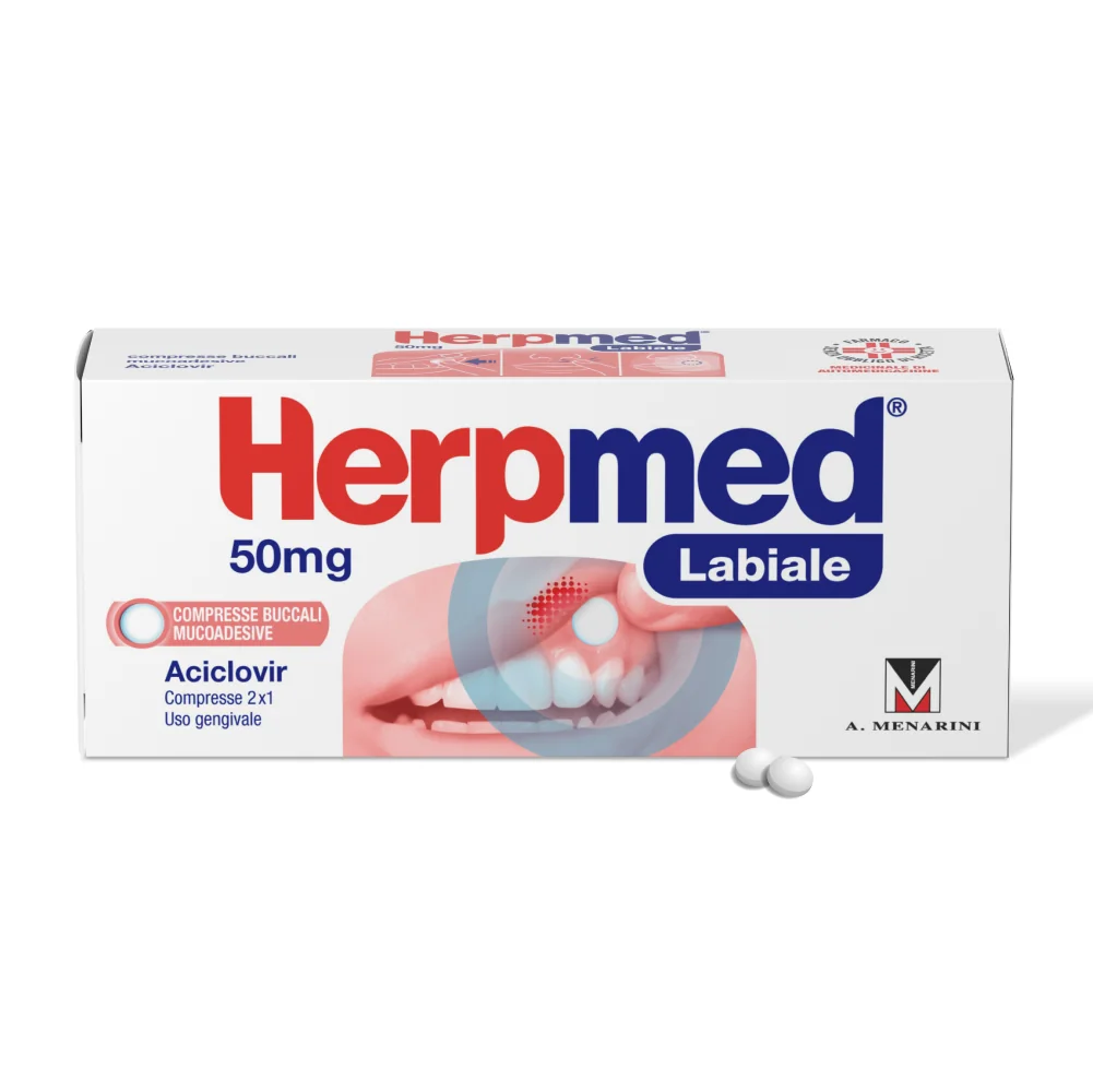 Herpmed Labiale 50Mg 2 Compresse Rapido Sollievo dall'Herpes