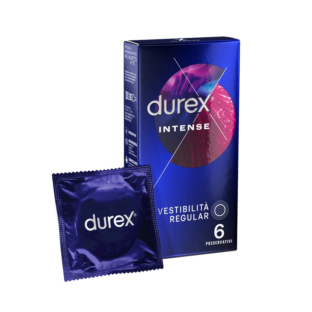 Durex Intense Preservativi 6 Pezzi Con Rilievi e Nervature Stimolanti