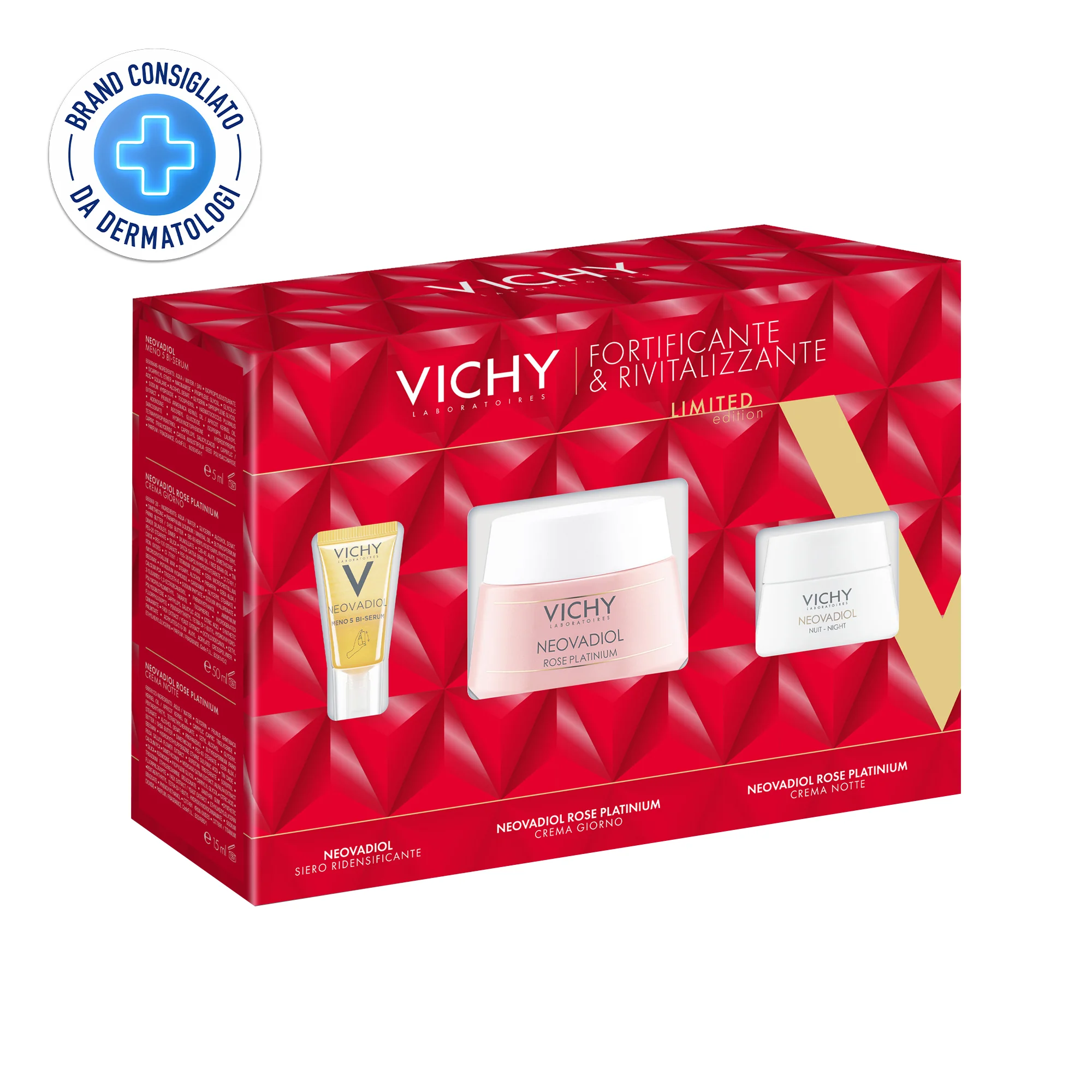 Vichy Neovadiol Cofanetto Fortificante e Rivitalizzante Rose Crema Giorno 50 ml + Rose Crema Notte 15 ml + Siero 5 ml