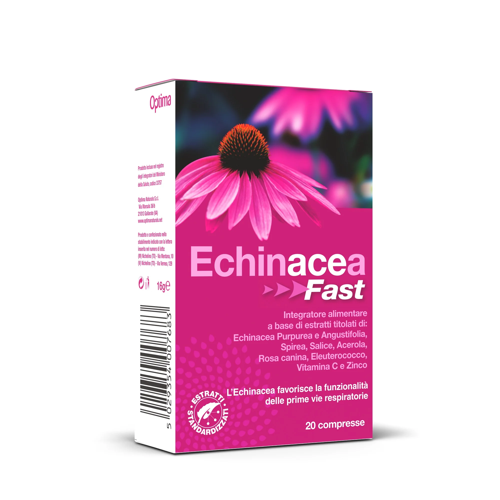 OPTIMA ECHINACEA FAST INTEGRATORE BENESSERE VIE RESPIRATORIE 20 COMPRESSE