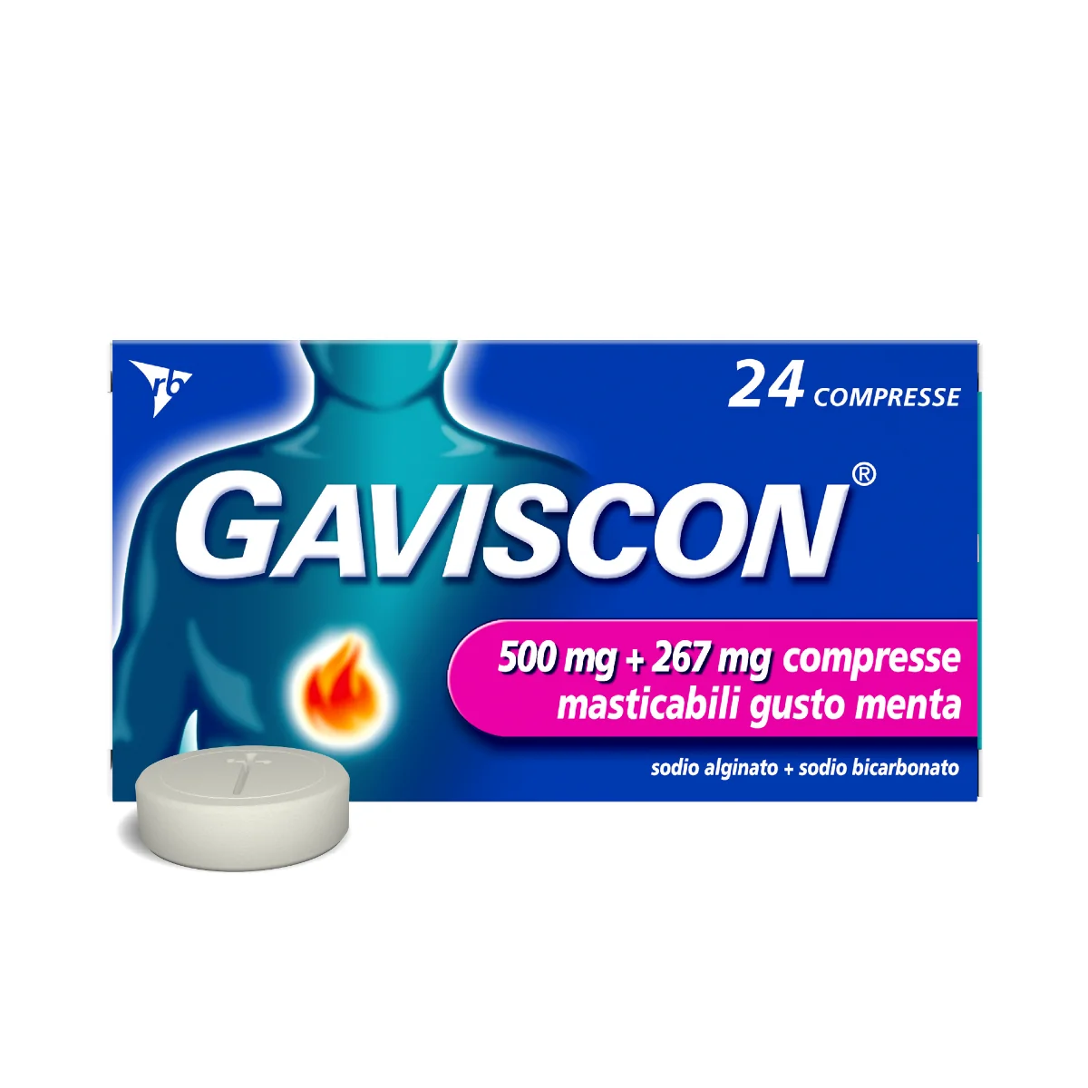 GAVISCON 500+267 MG GUSTO MENTA 24 COMPRESSE MASTICABILI