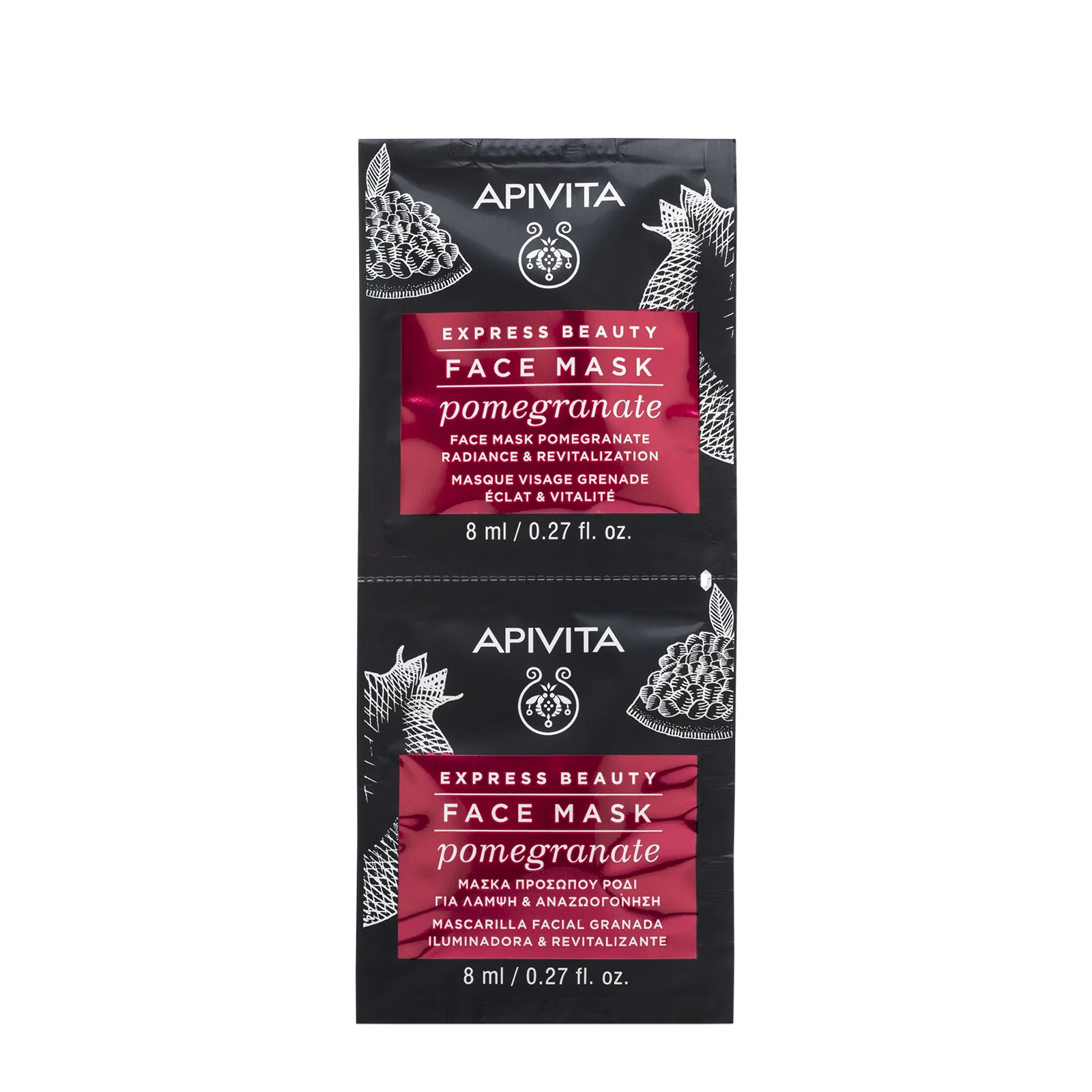 Apivita Express Pomegranate 2 X 8 Ml Maschera Viso Illuminante