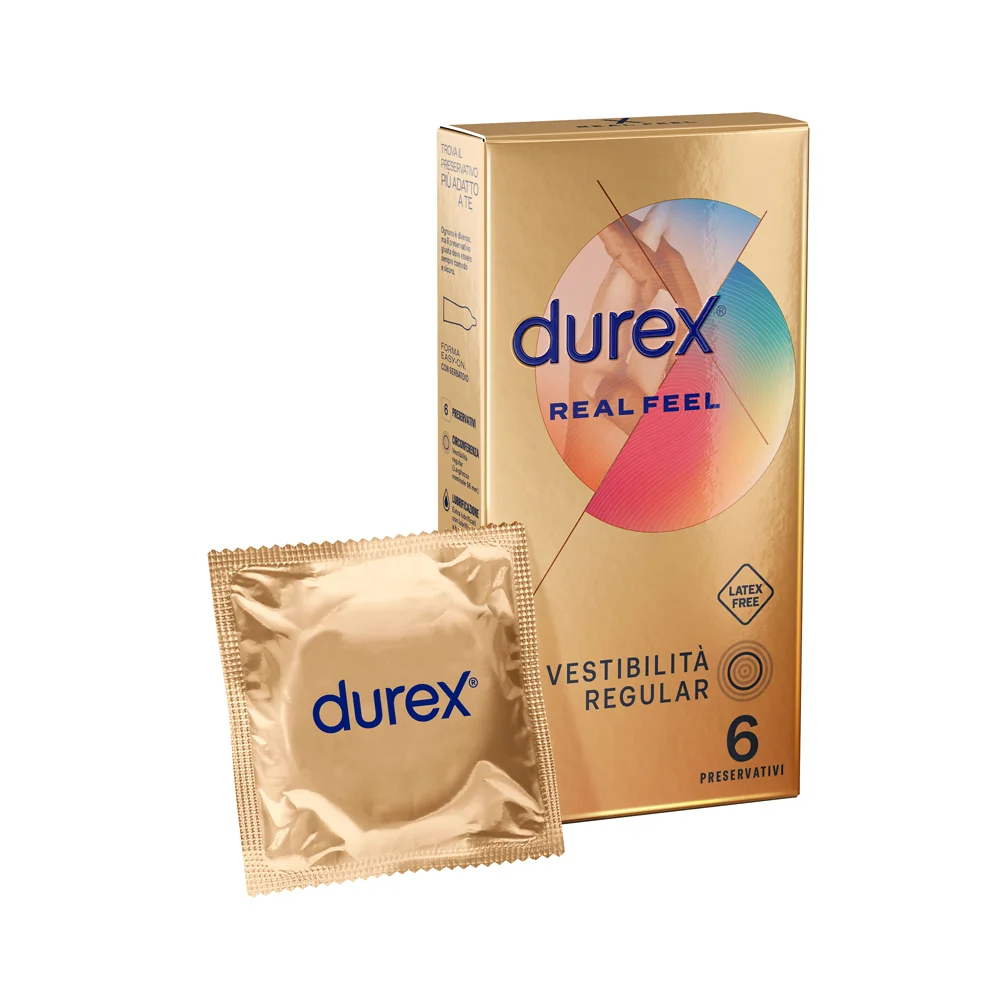 Durex Real Feel Profilattici Sottili 6 Pezzi Sensazione "Vero" Contatto