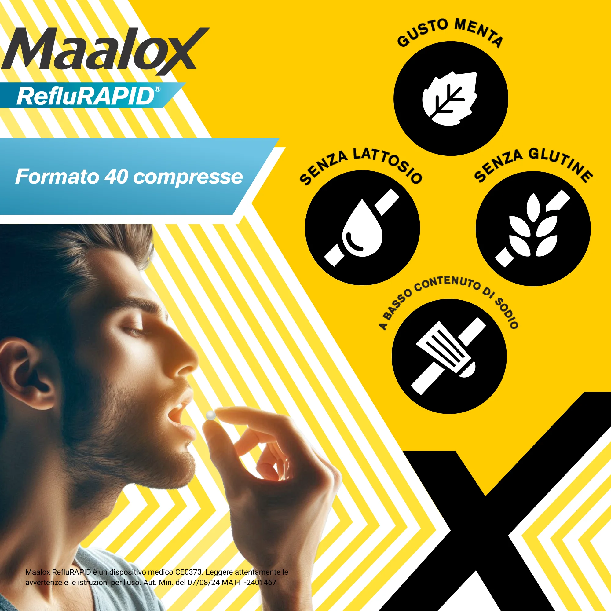 Maalox Reflurapid 40 Compresse Masticabili Reflusso e Acidità