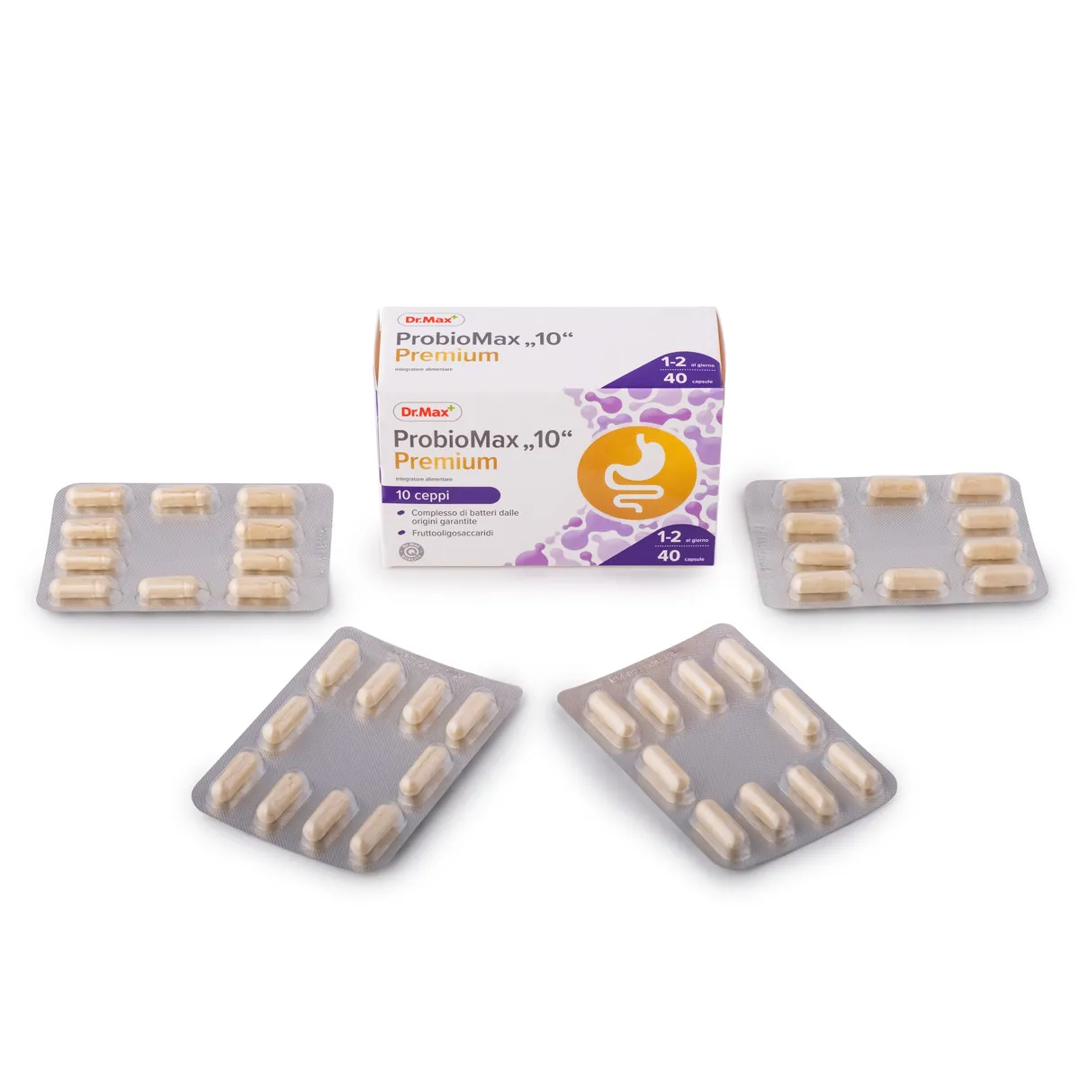 Dr.Max ProbioMax 10 Premium 40 Capsule Integratore di Fermenti Lattici