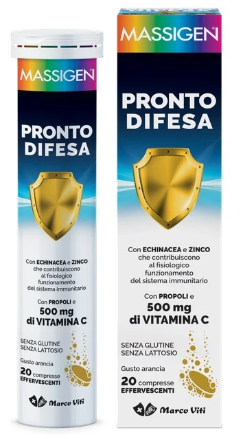 MASSIGEN PRONTO DIFESA INTEGRATORE SUPPORTO DIFESE IMMUNITARIE 20 COMPRESSE EFFERVESCENTI