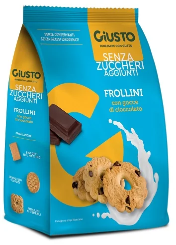 GIUSTO SENZA ZUCCHERI AGGIUNTI FROLLINI CON GOCCE DI CIOCCOLATO 350 G