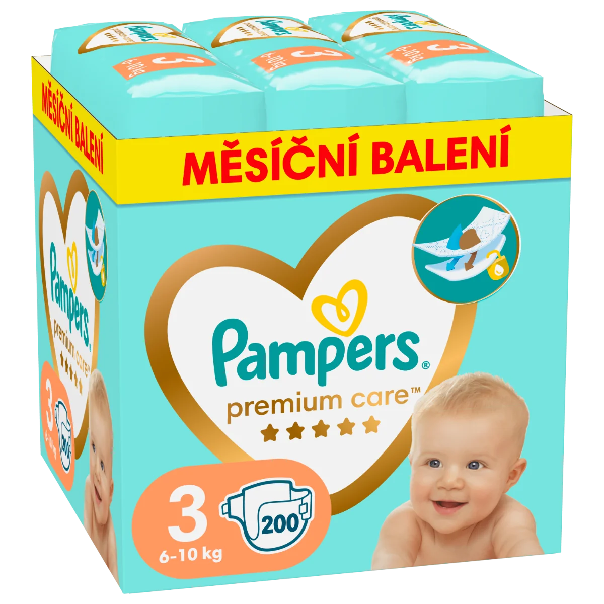 PAMPERS PREMIUM CARE 3 X 200