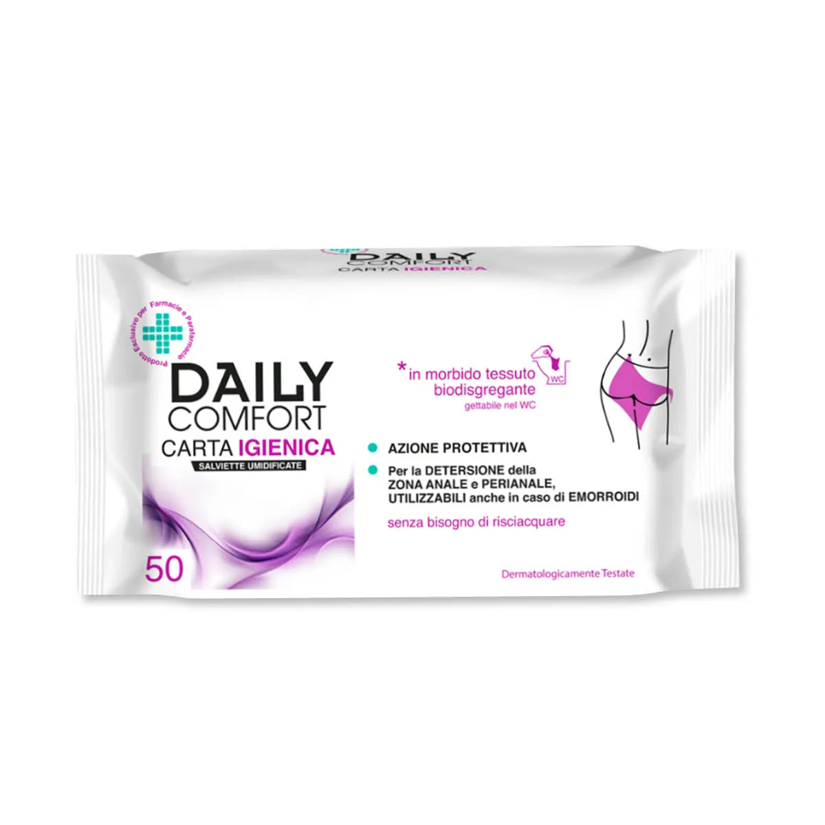 Daily Comfort Carta Igienica Umidificata 50 Pezzi Azione Detergente