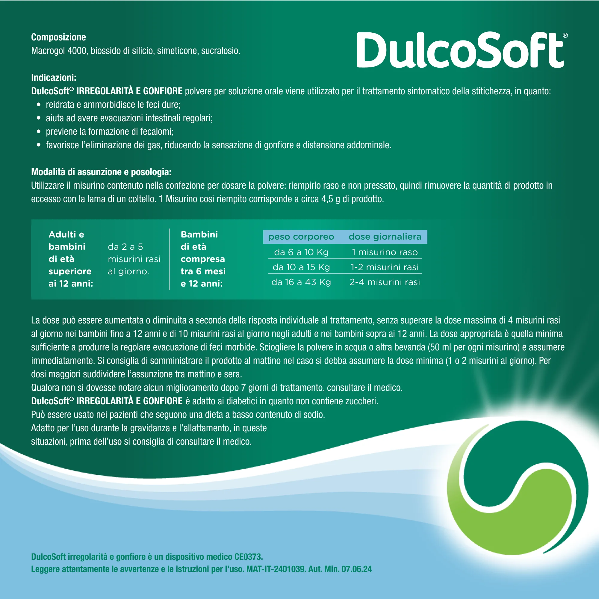 Dulcosoft Irregolarità Gonfiore Polvere 200 g Agisce Entro 24-48 Ore