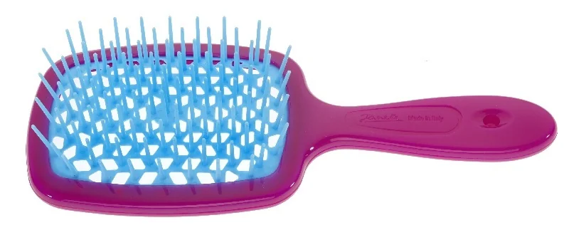 JANEKE SUPERBRUSH SPAZZOLA SMALL FUCSIA CON RICCIO AZZURRO