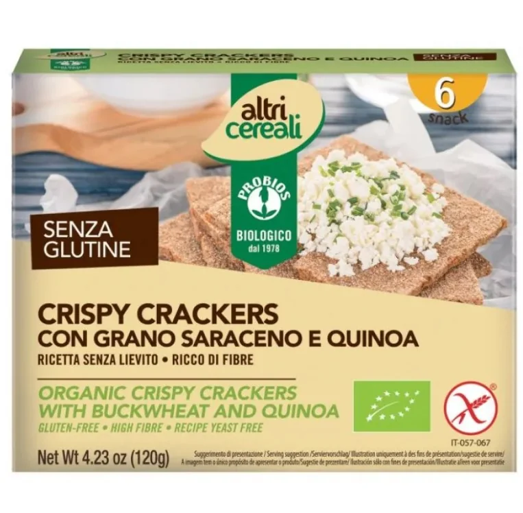 ALTRICEREALI CRISPY CRACKERS CON GRANO SARACENO E QUINOA SENZA GLUTINE 120 G