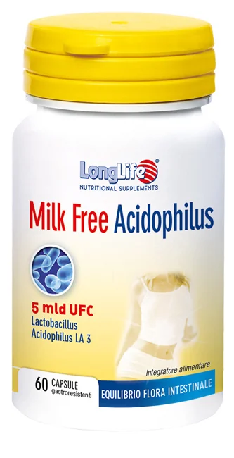 LONGLIFE MILK FREE ACIDOPHILUS INTEGRATORE FERMENTI LATTICI 60 CAPSULE