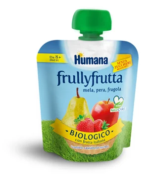 HUMANA FRULLYFRUTTA BIOLOGICO MELA PERA FRAGOLA 90 G