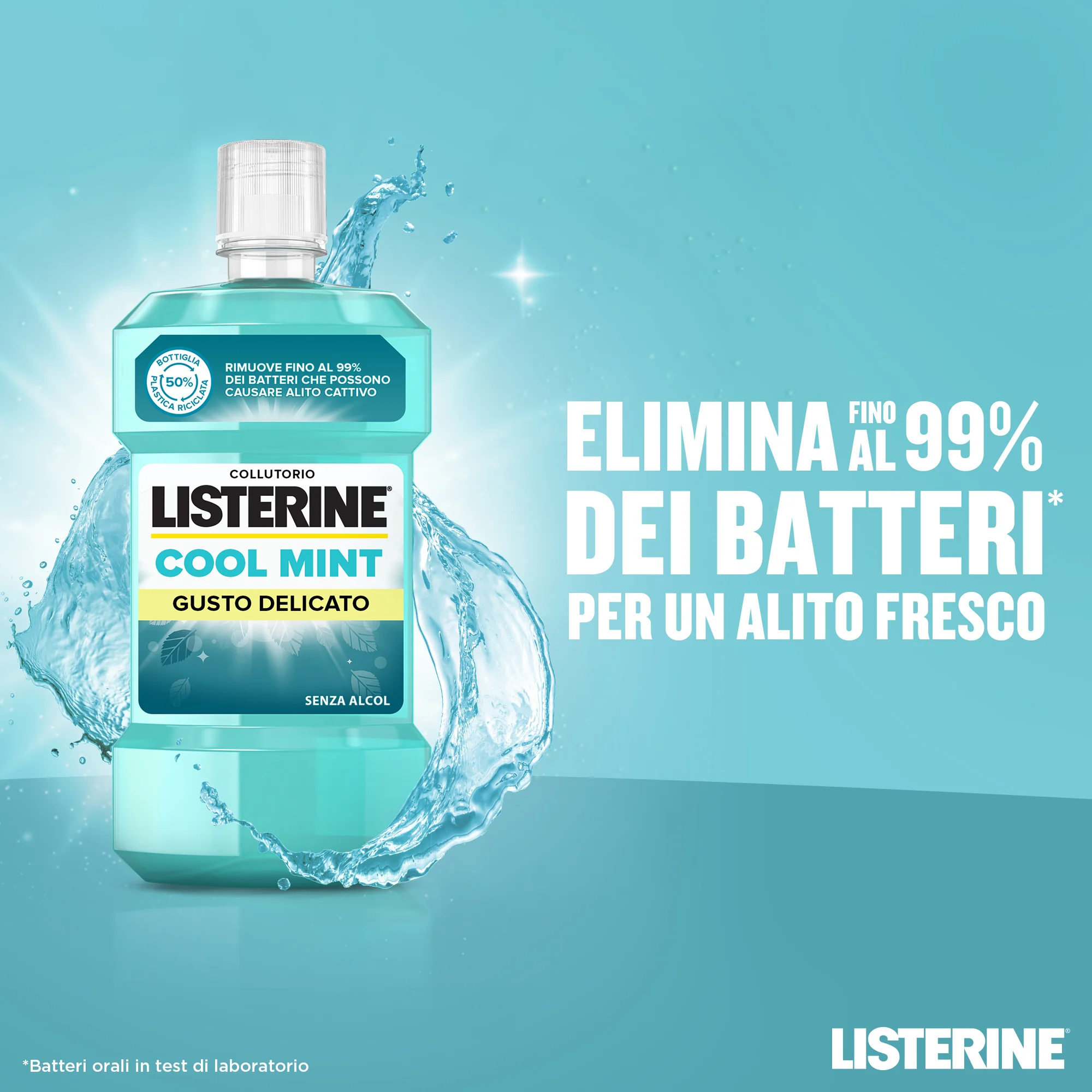 Listerine Cool Mint Gusto Delicato Collutorio 500 ml Alito Fresco