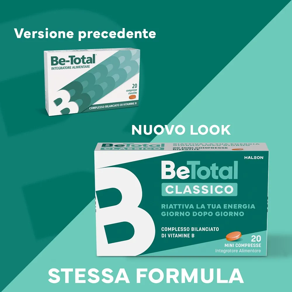 Be-Total Integratore Alimentare Complesso Bilanciato Di Vitamine B 20 Compresse Vitamina B, B3 Vitamina B12 Acido Folico Energia Per Adulti