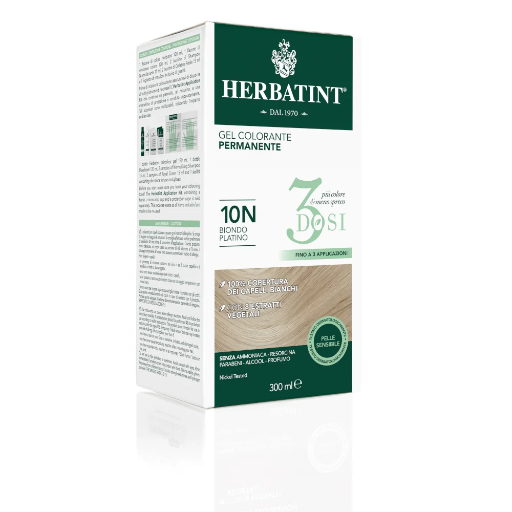 HERBATINT TINTURA CAPELLI GEL PERMANENTE 3DOSI 10N BIONDO PLATINO 300 ML