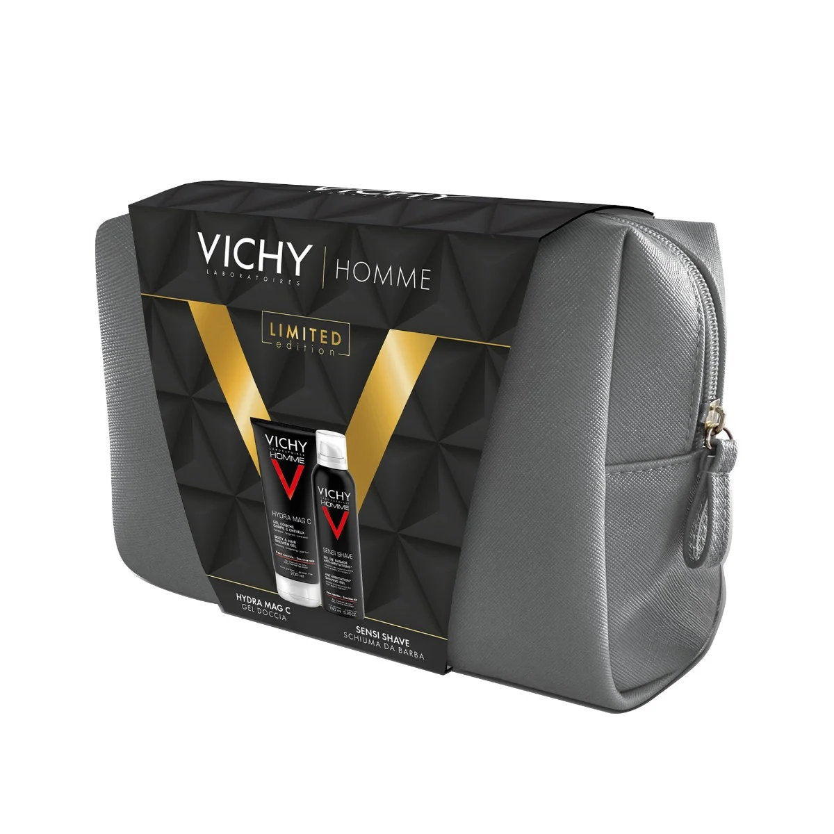 Vichy Pochette Homme Hydra Mag C Gel doccia 200 ml + Sensi shave schiuma da barba 200 ml Kit detersione uomo