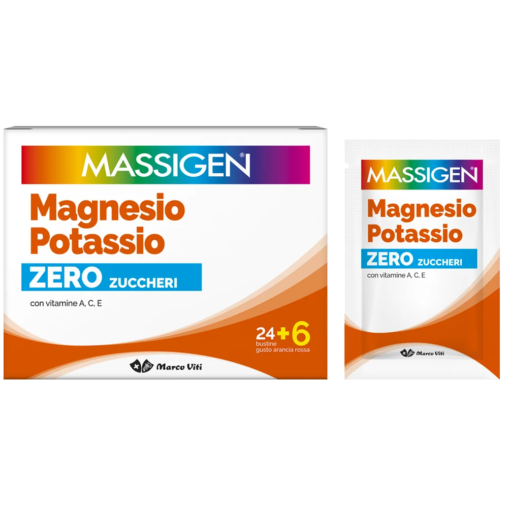 MASSIGEN MAGNESIO E POTASSIO ZERO ZUCCHERI 24+6 BUSTINE OMAGGIO