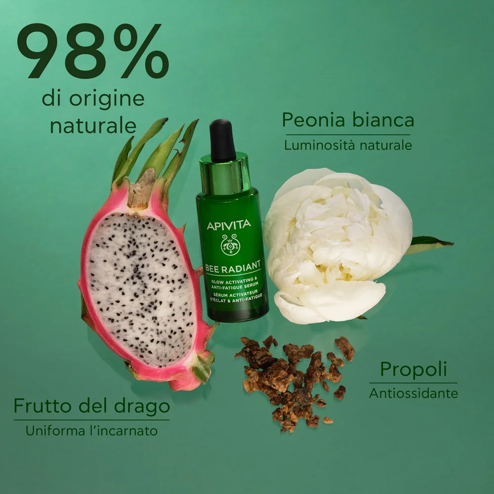 Apivita Bee Radiant Peony Serum 30 Ml Attivatore Luminosità e Anti-Fatica