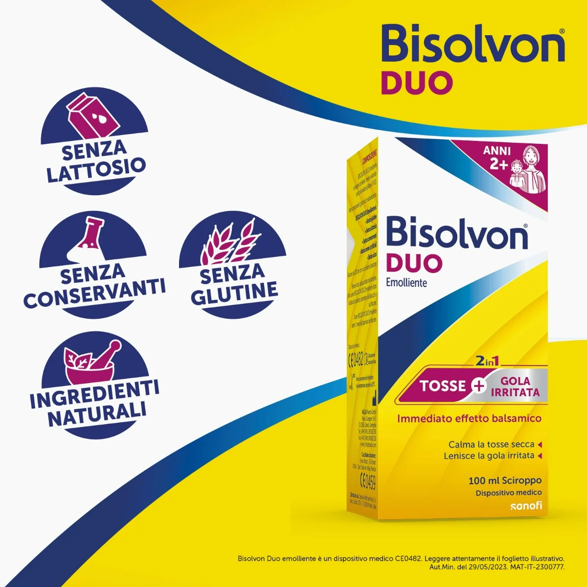 Bisolvon Duo Emolliente Sciroppo 100 ml Contro Tosse e Gola Irritata