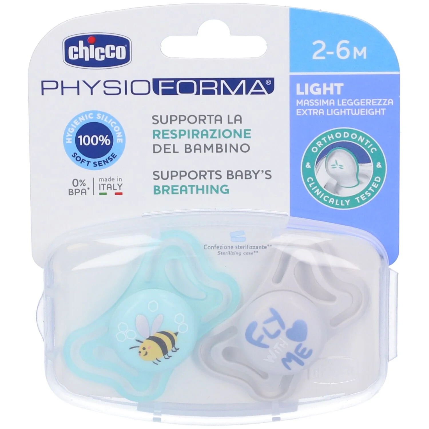 CHICCO SUCCHIETTO LIGHT BOY SILICONE 2-6 MESI 2 PEZZI