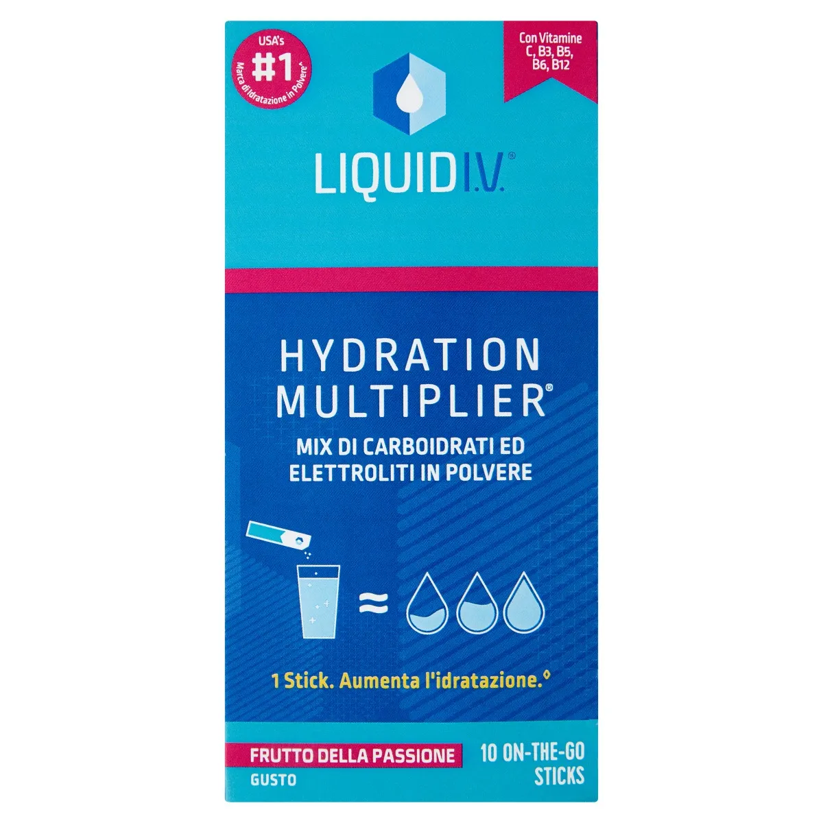 Liquid I.V. Hydration Multiplier Frutto Della Passione 10 Stick Senza Glutine