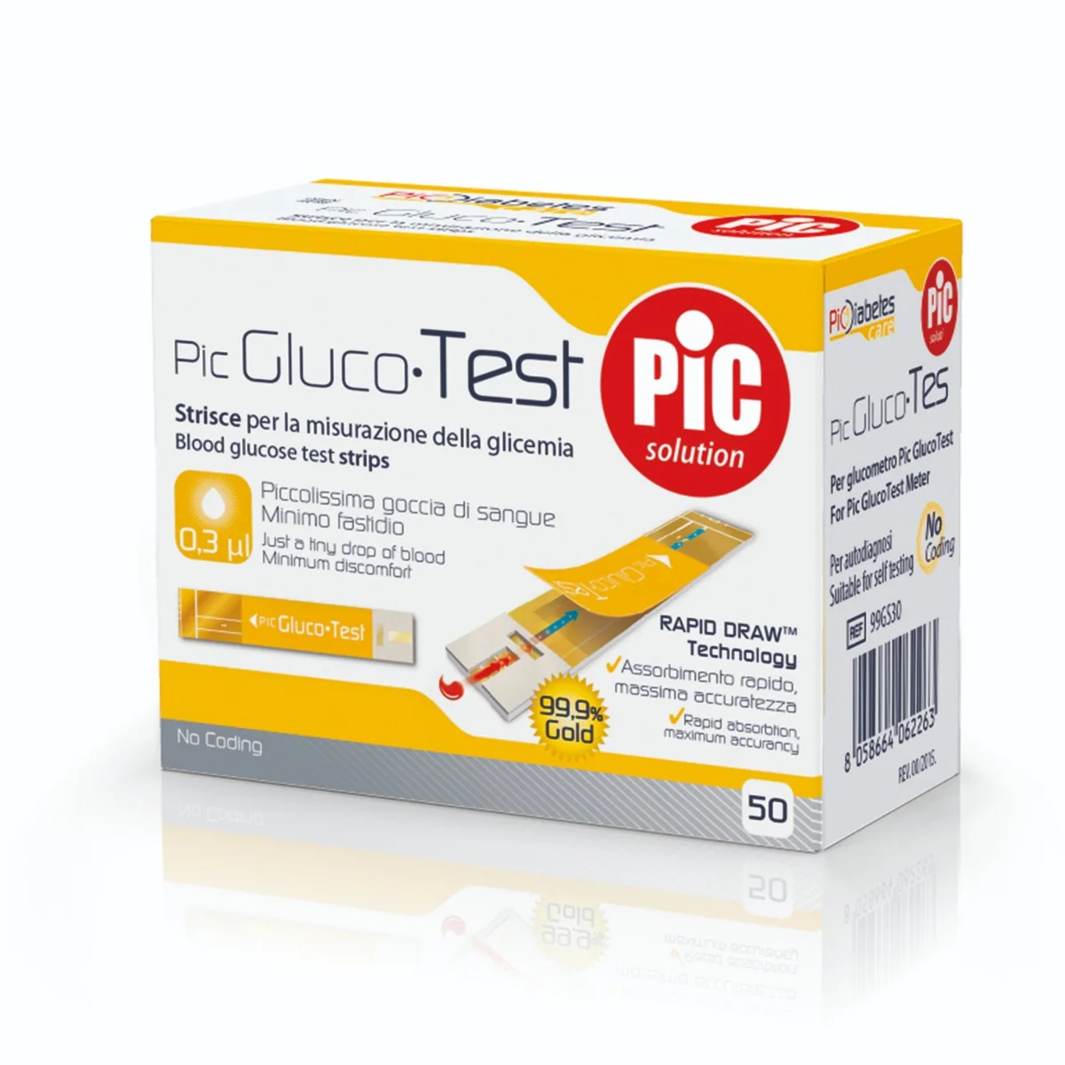 PIC GLUCO TEST STRISCE REATTIVE GLICEMIA 50 PEZZI