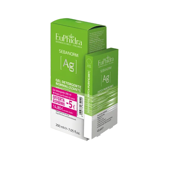 EUPHIDRA SEBANORM ARGENTO GEL DETERGENTE 200 ML + 40 PATCH ACNE