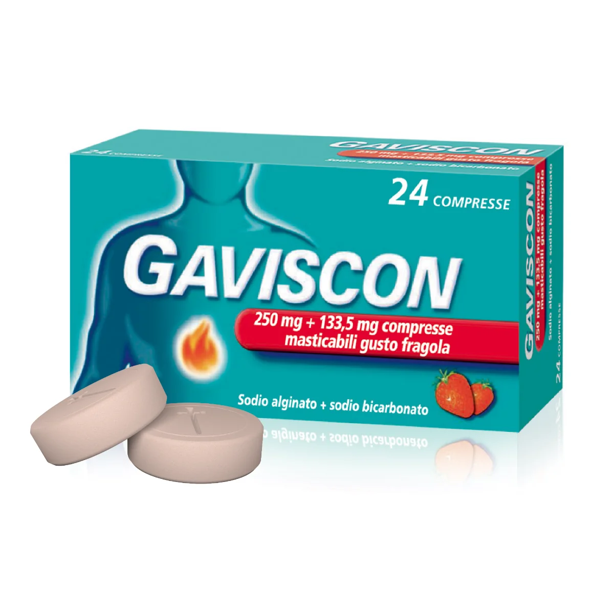 Gaviscon Compresse Masticabili Aroma Fragola 24 Compresse Per Bruciore di Stomaco