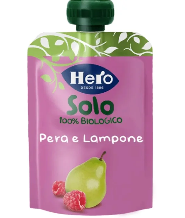 HERO SOLO FRUTTA FRULLATA 100% BIO PERA E LAMPONE 100 G