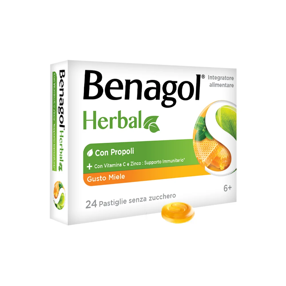 Benagol Herbal Miele 24 Pastiglie Benessere Gola