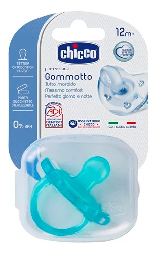 CHICCO PHYSIO SOFT GOMMOTTO CIUCCIO BLU IN SILICONE +12 MESI