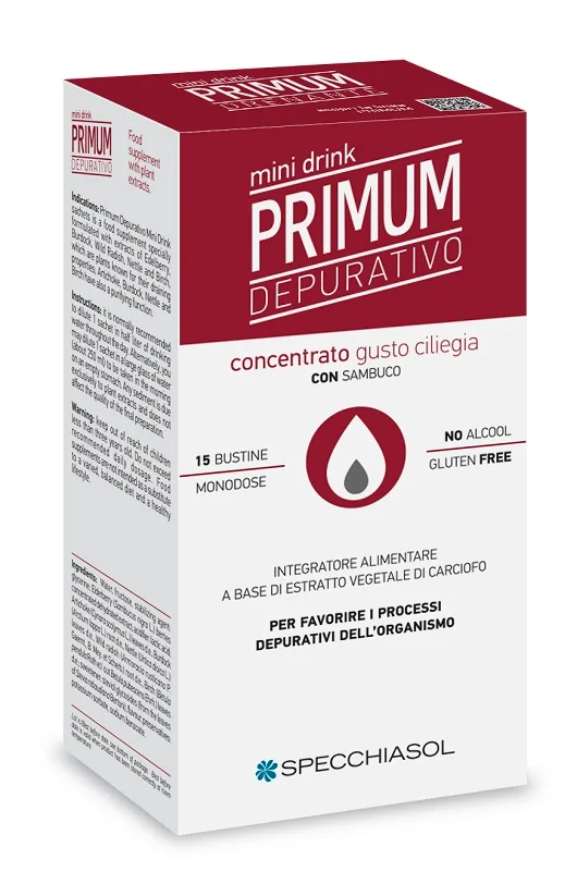 SPECCHIASOL PRIMUM DEPURATIVO MINI DRINK GUSTO CILIEGIA NERA INTEGRATORE 15 BUSTINE