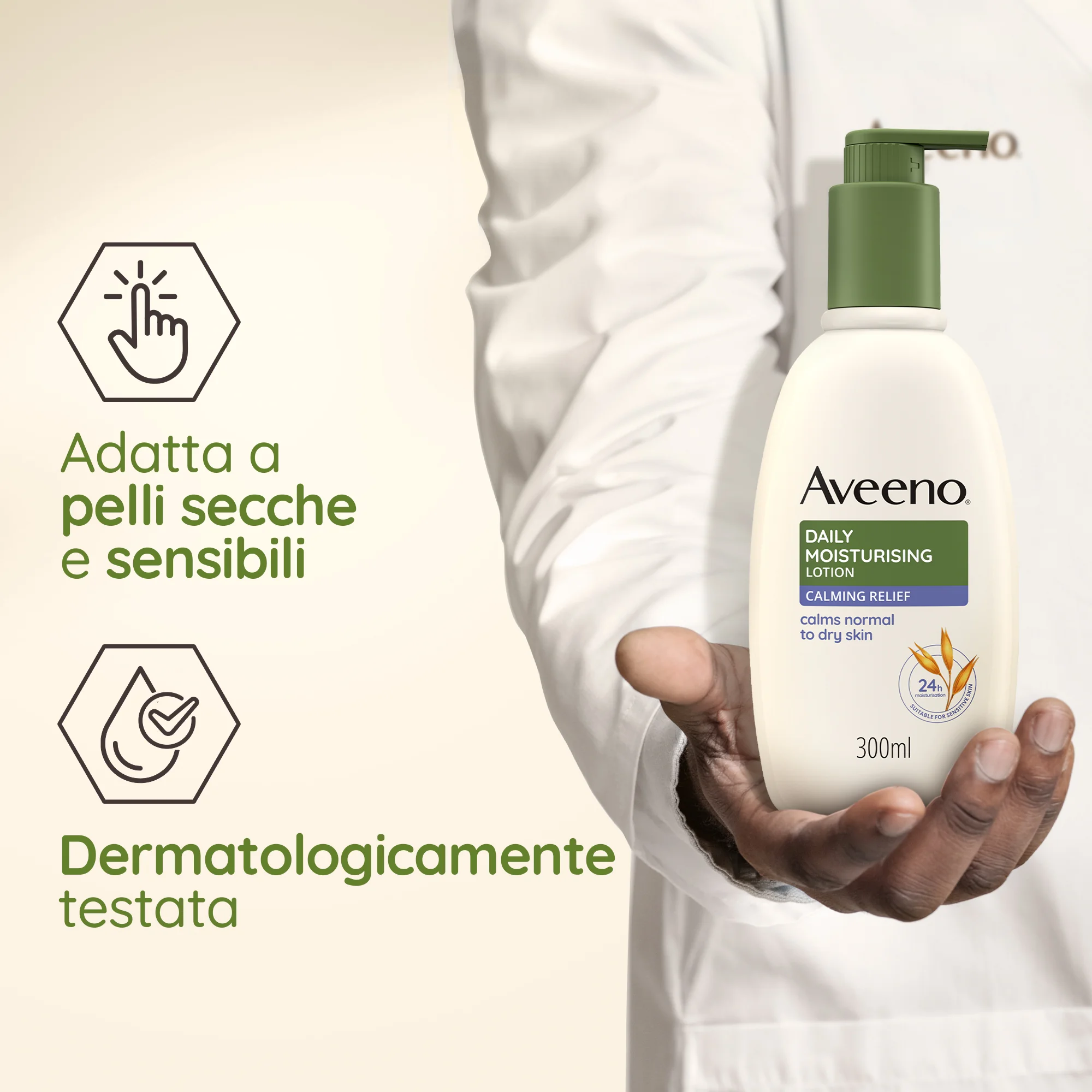 Aveeno Daily Moisturising Crema Corpo Idratante Lavanda 300 ml Per pelli normali normali, secche e sensibili