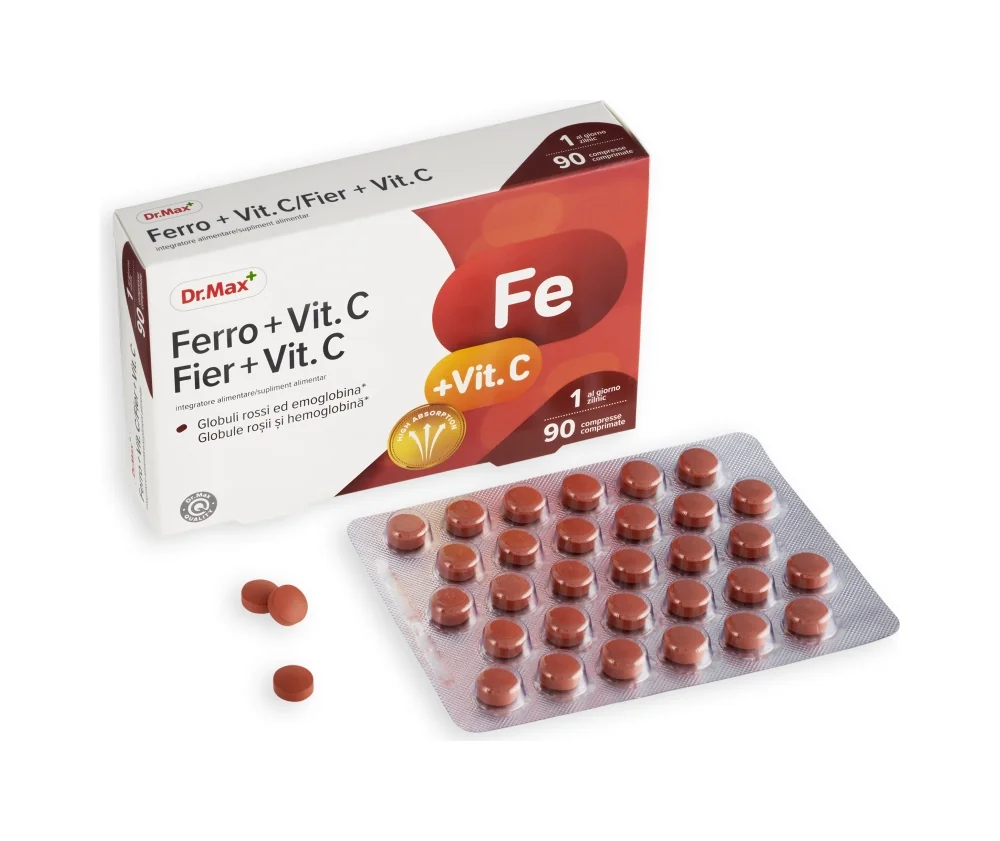 Dr. Max Iron+Vitamin C 90Tbl Vitamina C e Ferro