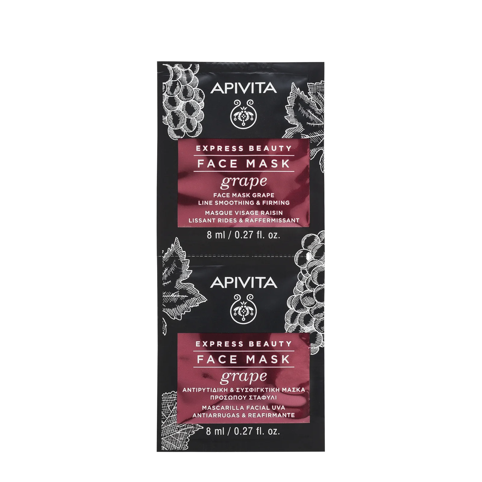 Apivita Express Grape 2 X 8 Ml Maschera Viso Liftante e Rassodante