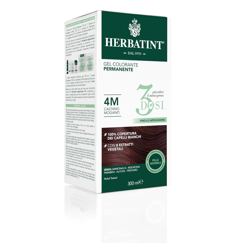 Herbatint Tintura Capelli Gel Permanente 3Dosi 4M Castano Mogano 300 ml 