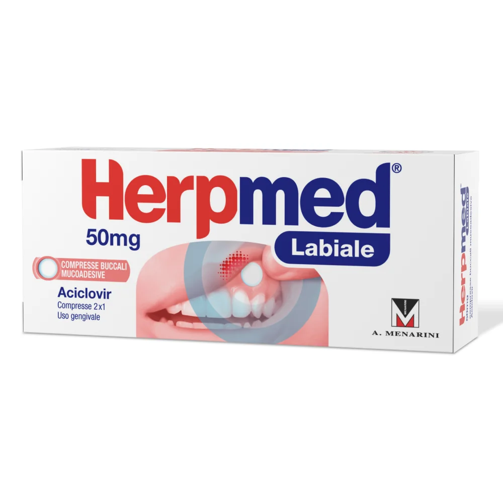 Herpmed Labiale 50Mg 2 Compresse Rapido Sollievo dall'Herpes