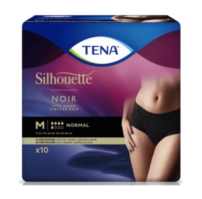 Tena Silhouette Noir M 10 Pezzi Mutandine Assorbenti Nere