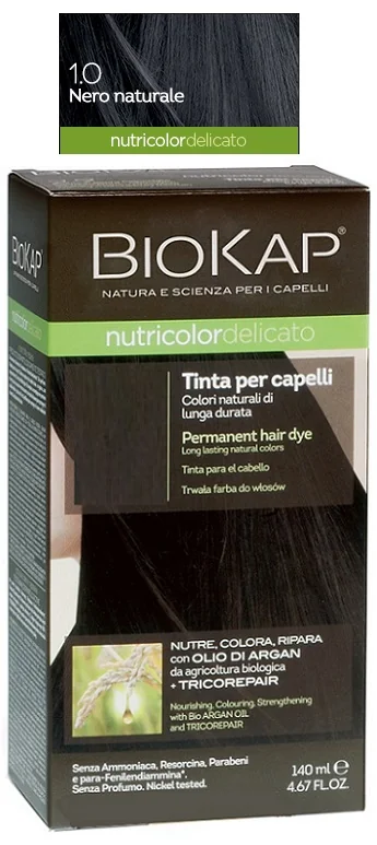 BIOKAP NUTRICOLOR DELICATO 1.0 TINTA PER CAPELLI NERO NATURALE