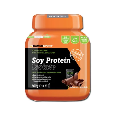 NAMED SPORT SOY PROTEIN ISOLATE DELICIOUS CHOCOLATE INTEGRATORE PROTEICO 500 G