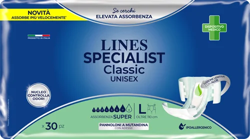 LINES SPECIALIST PANNOLONE A MUTANDA CLASSIC SUPER TAGLIA L 30 PEZZI