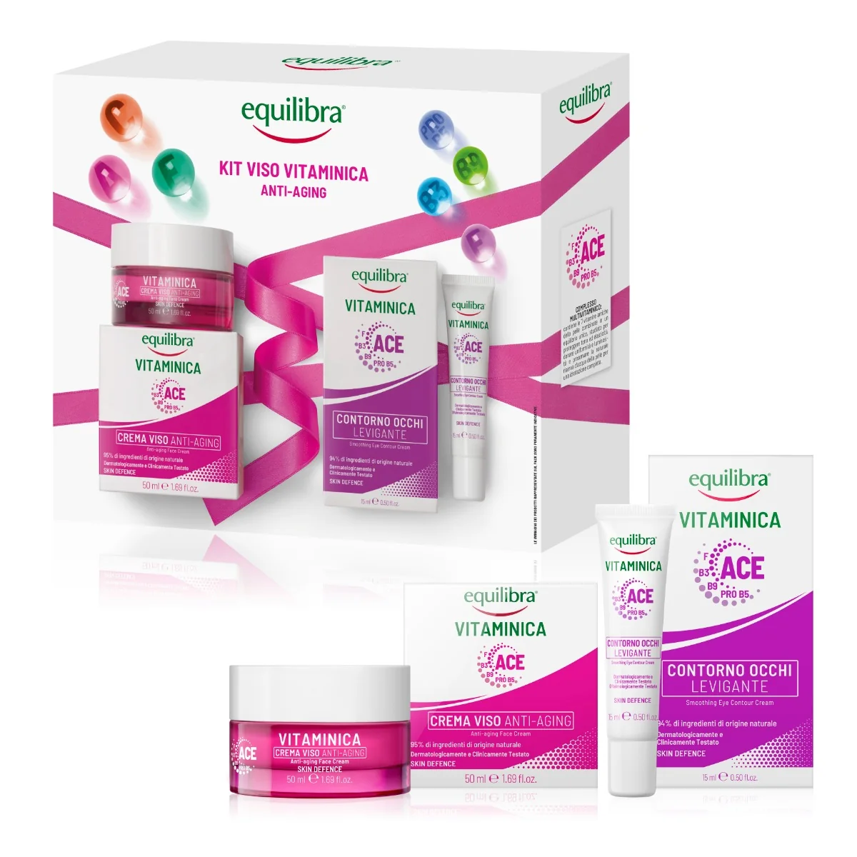 KIT VISO VITAMINICA ANTIAGING CREMA VISO + VITAMINICA CONTORNO OCCHI LEVIGANTE CONFEZIONE REGALO