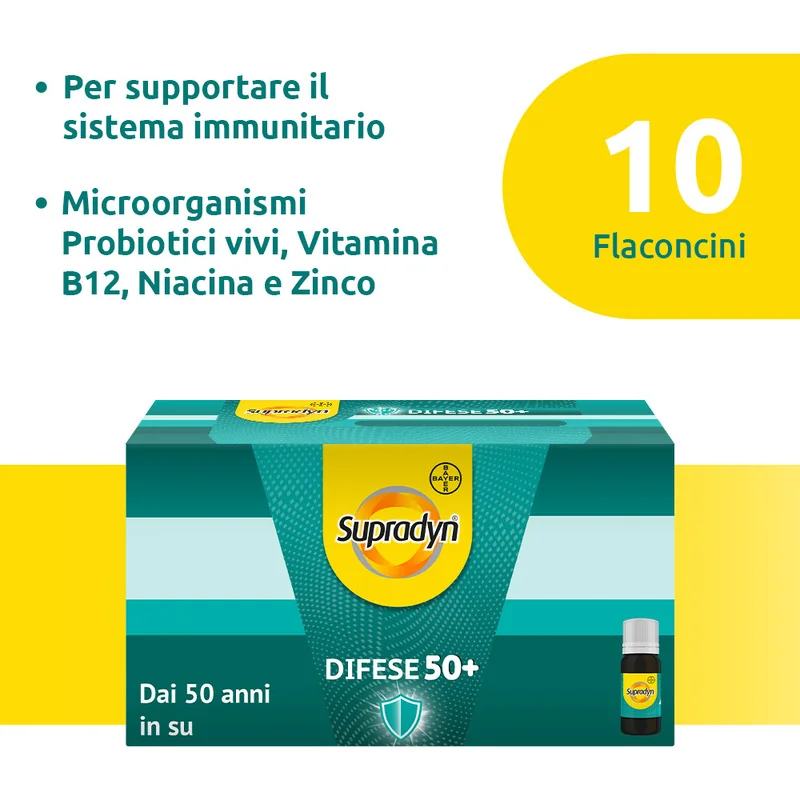 Supradyn Difese 50+ Integratore 10 Flaconcini Multivitaminico