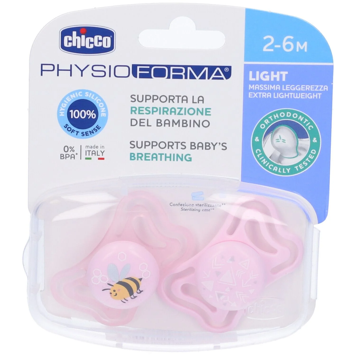 CHICCO SUCCHIETTO LIGHT GIRL SILICONE 2-6 MESI 2 PEZZI