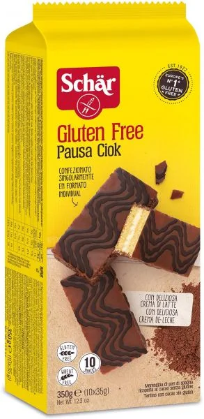 SCHAR PAUSA CIOK MERENDINA DI PAN DI SPAGNA RICOPERTA AL CACAO SENZA GLUTINE 10X35 G