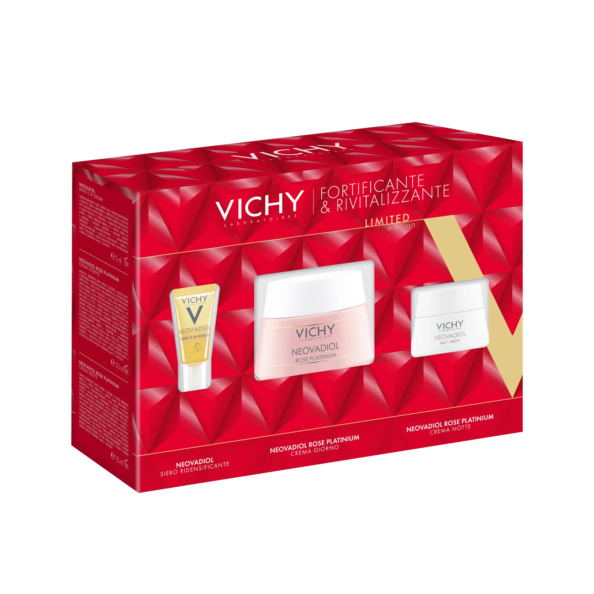 Vichy Neovadiol Cofanetto Fortificante e Rivitalizzante Rose Crema Giorno 50 ml + Rose Crema Notte 15 ml + Siero 5 ml